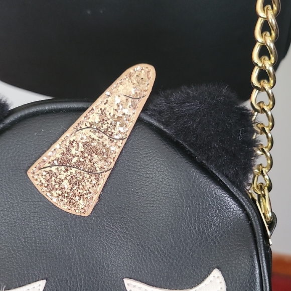 Betsey Johnson Black and Gold Unicorn Crossbody Bag - Picture 11 of 13
